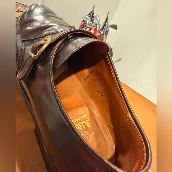 ALDEN Shell Cordovan Plain Toe Monk Strap Dress Shoes | Size 10.5 - Picture 3 of 11